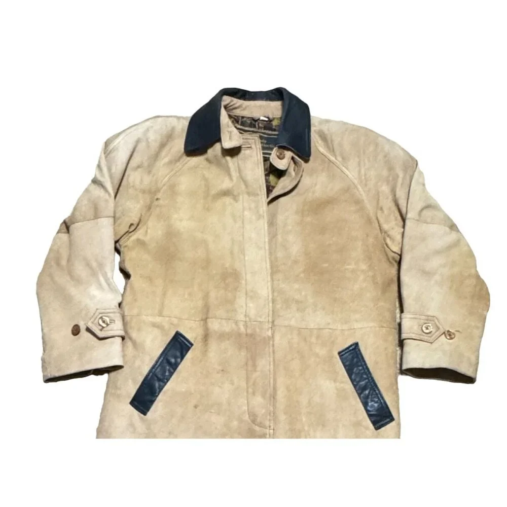 Vtg Nicole Sarhady Leather Duster Jacket Sz M Tan Western Southwestern Womens - Picture 2 of 8